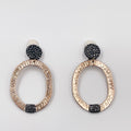 Handmade earrings crafted with hematite stones and rhodium coated metal with rose gold accents - ELLY