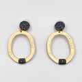 Handmade earrings, crafted with hematite stones and rhodium coated metal with yellow gold accents - ELLY