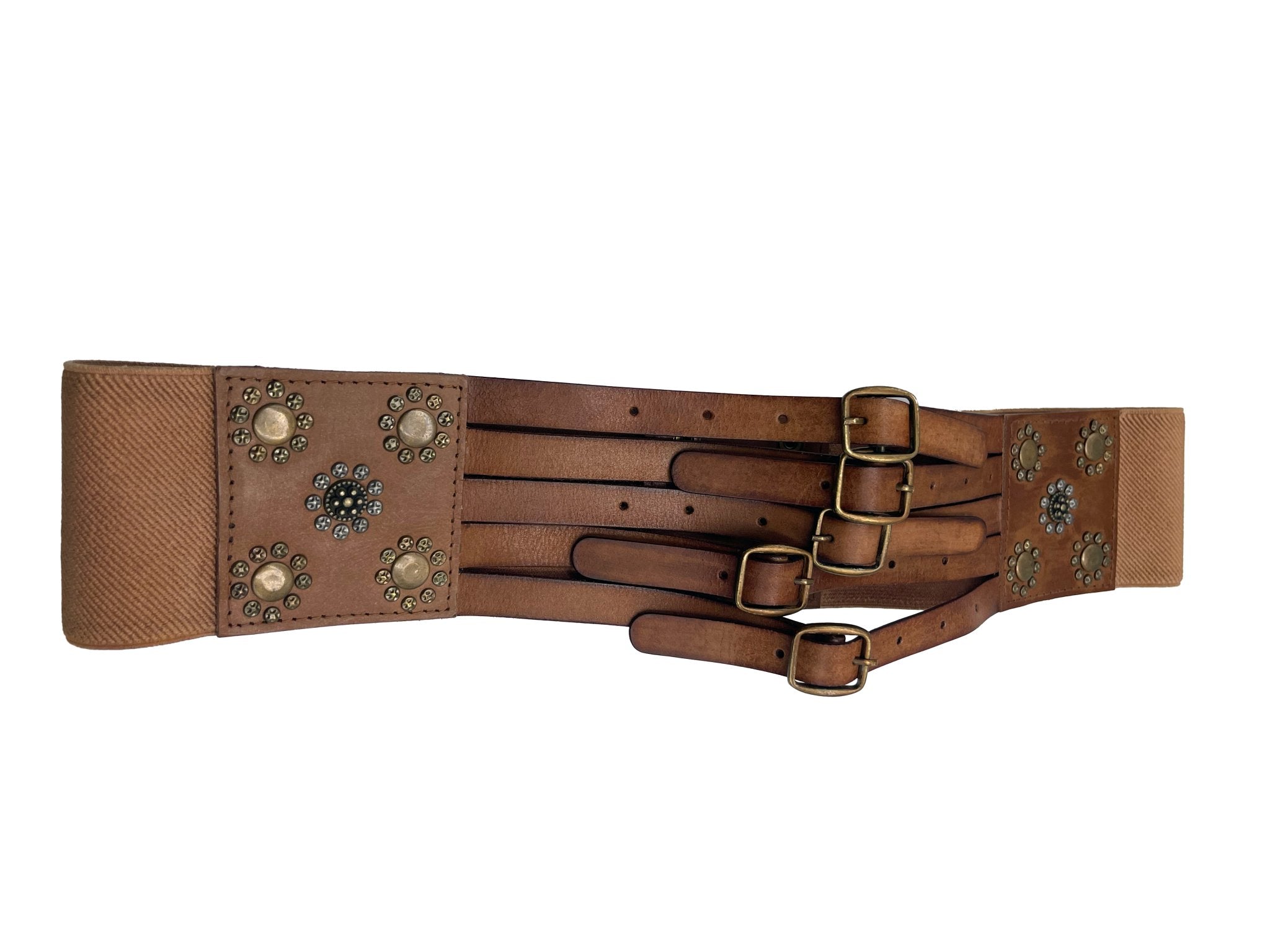 Tan Leather Belt with Silver Buckle Buff/Tan Buy Western Tan Leather Belt With Silver Buckle  main image 2