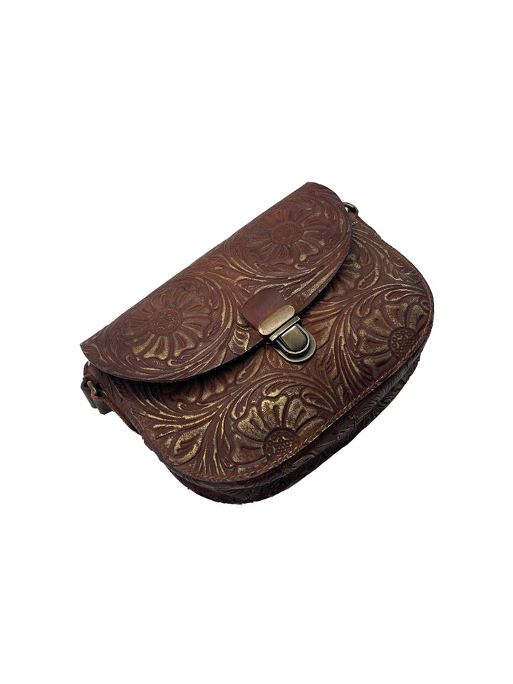 Handmade Tan Brown Buff Leather Purse with Minimalist Design - ELLY