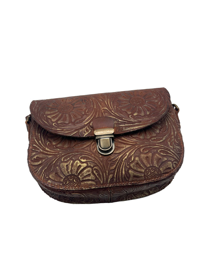 Handmade Tan Brown Buff Leather Purse with Minimalist Design - ELLY