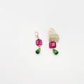 Jade Earrings with moonlight stone, gold plated 18 karat - ELLY