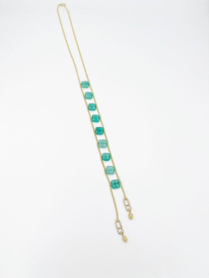 Jade Necklace, gold plated 18 karat - ELLY