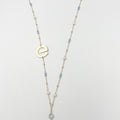 Light Blue Zircon Half Moon and Crystal Ornaments ELLY Necklace - ELLY