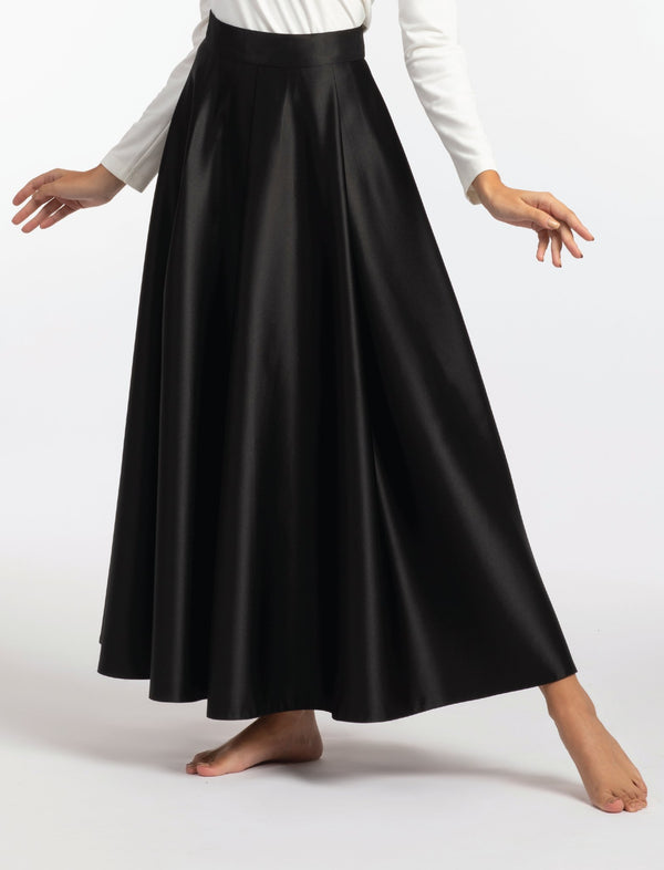 Midnight Black High Waist Puffy A-line Skirt - ELLY