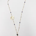 Midnight Blue Zircon Half Moon and Crystal Ornaments ELLY Necklace - ELLY