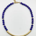 Navy Blue Volcano Stones with 18 Karat Gold Plated Brass Necklace - ELLY