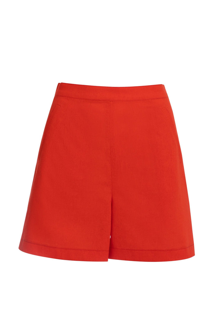 Orange Linen Shorts - ELLY