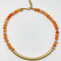 Orange Volcano Stones with 18 Karat Gold Plated Brass Necklace - ELLY