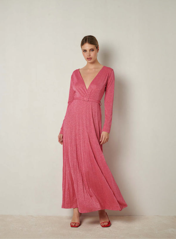 Pink Sparkling Wrap Dress - ELLY