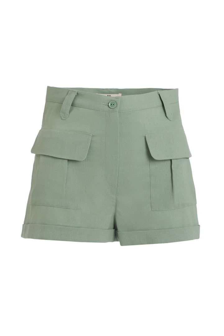 Pistache Linen Shorts - ELLY