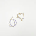 Purple Double Bracelets with Beads and Ornaments Featuring 18-Karat Gold-Plated Brass - ELLY