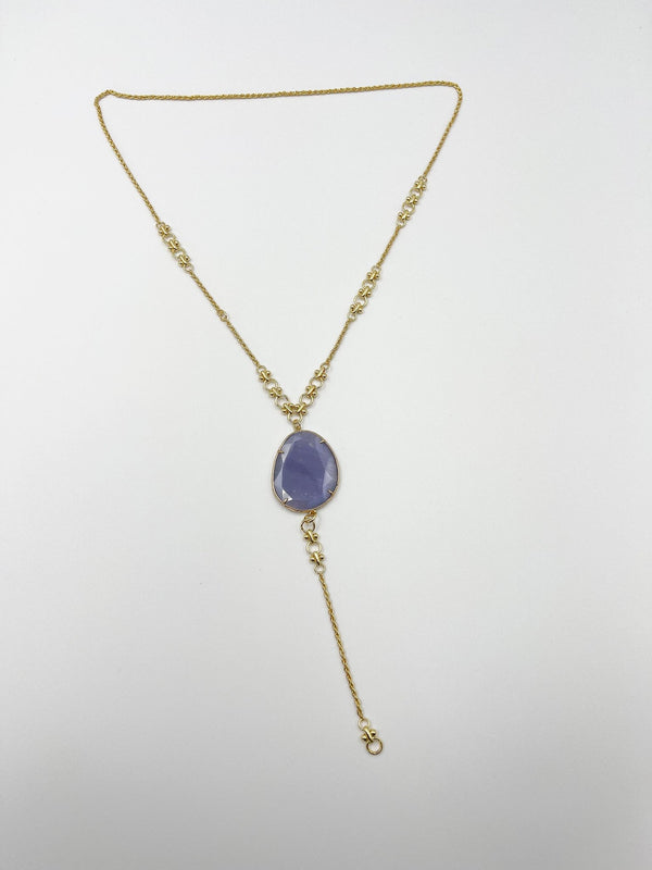 Purple Zircon Stone Adorned 18-Karat Gold-Plated Chain Necklace - ELLY