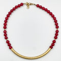 Red Volcano Stones with 18 Karat Gold Plated Brass Necklace - ELLY