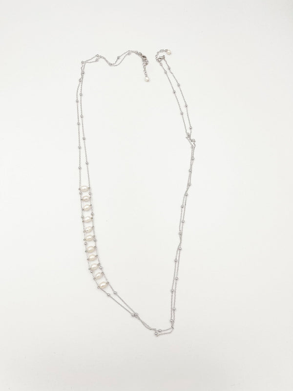 Silver necklace with mother of pearl ornaments - ELLY