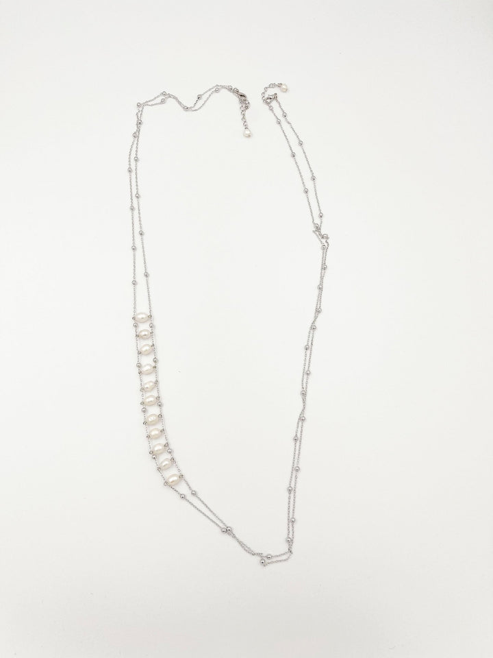 Silver necklace with mother of pearl ornaments - ELLY