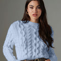 Sky Blue Short Knit Sweater - ELLY