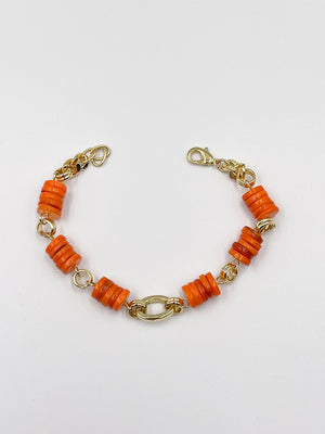Stunning bracelet, featuring an 18-karat gold-plated chain and gorgeous colored nacre stone - ELLY