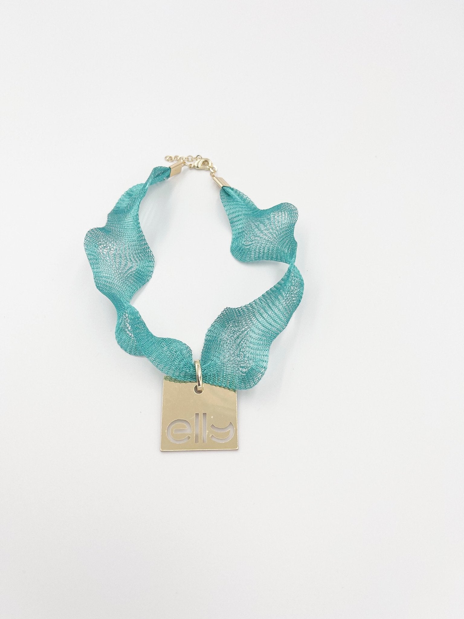 Turquoise Fil Metallic necklace with 18 Karat gold plated brass chain - ELLY