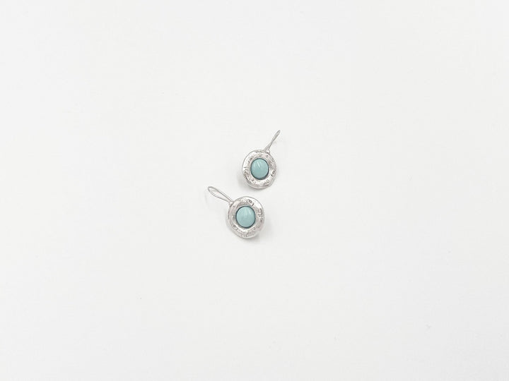 Turquoise silver plated brass earrings - ELLY