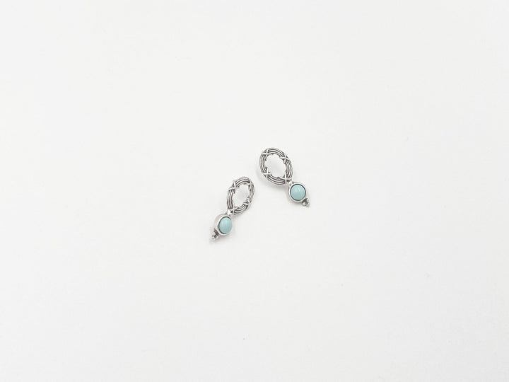 Turquoise silver plated brass earrings - ELLY