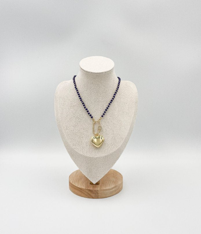 Violet Crystal Ornaments 18K Gold Plated ELLY Necklace with Heart Pendant - ELLY