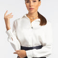 White Classic Satin Shirt - ELLY
