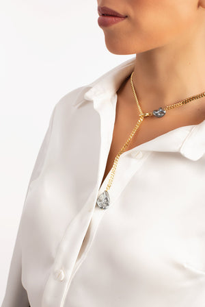 White Classic Satin Shirt - ELLY