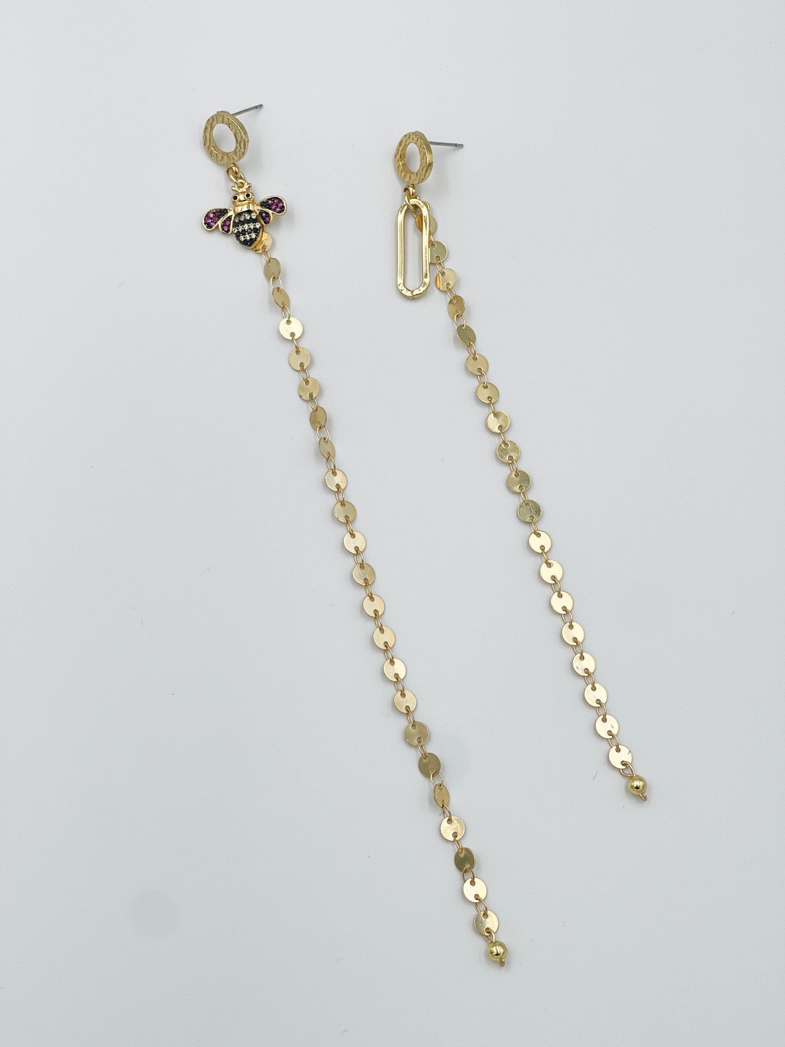 Yellow gold rhodium coated metal earrings with zircon motif - ELLY